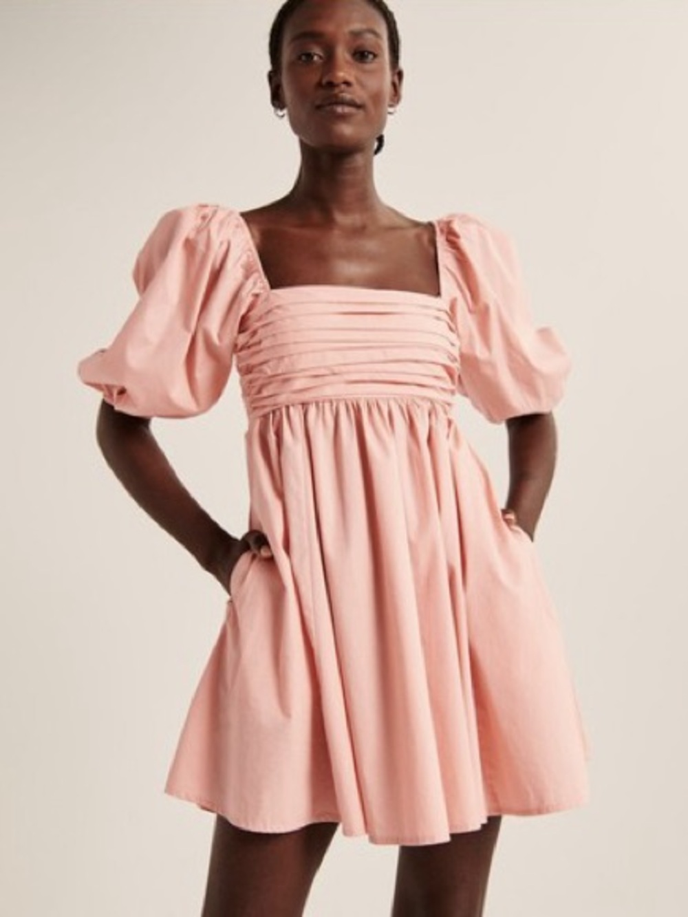 Abercrombie & Fitch Coral Pink Puff-Sleeve Mini Dress - worn only once